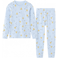 红豆儿童纯棉秋衣秋裤套装男女中大童薄款秋冬保暖内衣A类全棉棉毛衫 H4M1029浅蓝 170