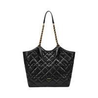 ST&SAT 时尚黑色菱格托特包2025小众大容量腋下单肩包手提包女包