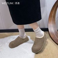 西遇（Westlink）一脚蹬勃肯鞋女新款冬季复古外穿毛毛鞋保暖加绒雪地靴
