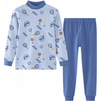 红豆儿童纯棉秋衣秋裤套装男女中大童薄款秋冬保暖内衣A类全棉棉毛衫 H4M1051蓝色 120