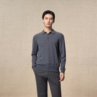 鄂尔多斯 ERDOS 1980 24秋冬纯羊绒小翻领男式套衫羊绒衫内搭