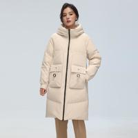 雪中飞 【时尚休闲系列】女士中长款羽绒服连帽保暖冬季户外都市风外套女