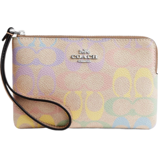 COACH 新款奥莱女士女包经典标志角拉链腕包手拿包