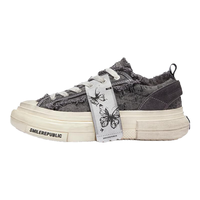 smilerepublic【程潇同款】70S 做旧灰流苏“金蝶”增高厚底帆布鞋板鞋冬季女鞋 灰色 40