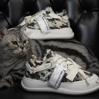 SMILEREPUBLIC 黑白拼色人字粗纹