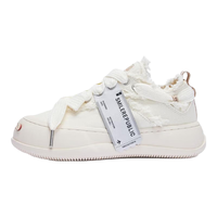 smilerepublic【白鹿同款】白色开口笑增高厚底小白鞋圣诞休闲鞋百搭女鞋帆布鞋 白色 37