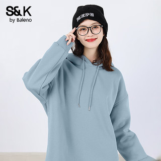 班尼路S&K系列加绒卫衣女装加厚羊羔绒连帽上衣秋冬保暖重磅摇粒绒外套3 雾霾蓝#纯色 【重磅摇粒绒】 M