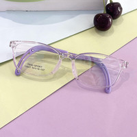 Jesmoor 儿童镜新款时尚方框眼镜框 透紫色 + +1.61非球面镜片