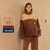 Teenie Weenie小熊羊羔绒睡衣女款2025秋冬加绒加厚家居服 奶栗棕 【雪国山峦小熊-女】 M