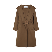 【2024冬季】100%绵羊毛老钱风休闲连帽收腰百搭双面呢大衣女