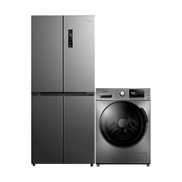 美的 冰洗套装 480L超大容量风冷双变频十字门冰箱 10KG滚筒洗烘一体洗衣机