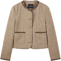 太平鸟 秋PU包边小香风外套女外套