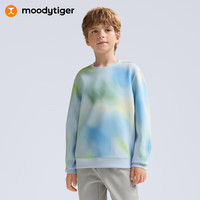 moodytiger儿童卫衣柔软舒适26年春季男童上衣圆领印花空气层女童运动衣 煦风蓝 110