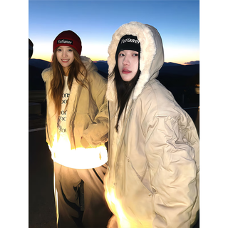 举风okaythxbye美式毛领座山雕棉服男女秋冬加绒加厚水貂毛外套夹克 大理石麦灰色【升级款】 95%买家