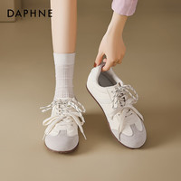 达芙妮平底德训鞋女2025轻便软底板鞋复古百搭阿甘休闲鞋女 米色 37