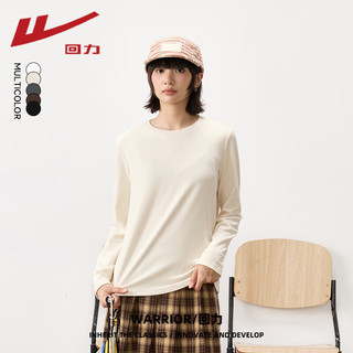  WARRIOR/回力 抗菌加绒保暖 女士长袖T恤  杏#纯色 L