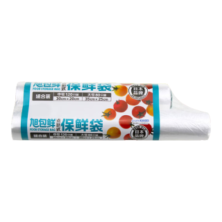 旭包鲜 PE点断式保鲜袋组合（大中各一卷）共200只