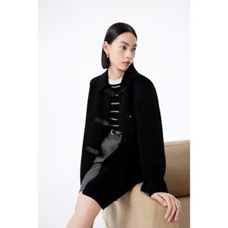 LILY 保暖绵羊毛都市休闲英伦风宽松毛呢大衣外套女