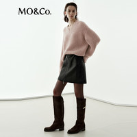 MO&Co.【NOIR系列】毛衣2025冬含马海毛软糯静奢细闪V领MBE4SWT046 灰粉色 S /160