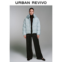 UR2025冬季女装简约休闲连帽绗缝宽松羽绒服UWM150052 粉蓝 S