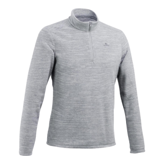 迪卡侬 男式山地徒步摇粒绒保暖夹克 QUECHUA 灰色 4094327