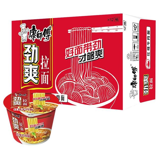 康师傅 劲爽红烧牛肉味 方便面  包装 1212g