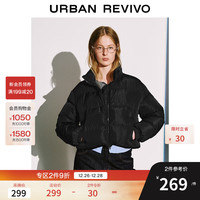 UR UR2025冬季女装休闲简约百搭立领短款棉服UYY150089 黑色 XL