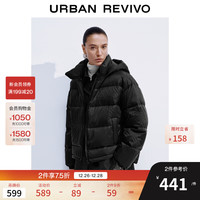 UR UR2025冬季女装简约休闲连帽绗缝宽松羽绒服UWM150052 黑色 L