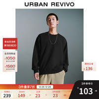 UR UR2025秋季男装潮流休闲字母圆领宽松卫衣UMY450093+ 黑色 XS