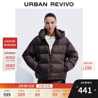 UR UR2025冬季女装简约休闲连帽绗缝宽松羽绒服UWM150052 红棕 S