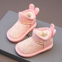 Babaya 亮片套脚儿童棉鞋冬保暖软底加绒女童雪地靴