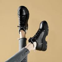 红蜻蜓 女鞋加绒可选高帮厚底鞋女时尚撞色板鞋女运动休闲鞋