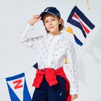 NAUTICA 男童衬衫春秋儿童休闲长袖翻领衬衣