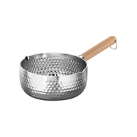 拜格不锈钢雪平锅无涂层日式不粘小奶锅雪花锅婴儿辅食锅宝宝煮面汤锅 【防溢锤纹】雪平锅-带盖