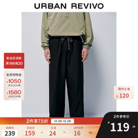 UR UR2025冬季男装休闲纯色松紧腰抽绳直筒裤UUY650013 黑色 32