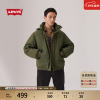 Levi's 秋季男士简约休闲可收纳风帽御寒羽绒服外套 深绿色 L