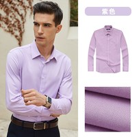 雅戈尔长袖衬衫春秋DP免烫商务休闲上班纯棉牛津纺衬衣 紫色GLDP16384KJA