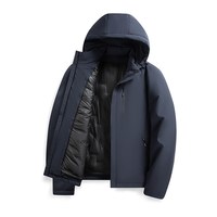 移动端：红蜻蜓 中年男士冬季羽绒服绒休闲保暖中老年爸爸冬装连帽外套