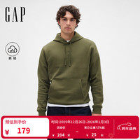 Gap 男女装2025秋季Logo刺绣抓绒宽松连帽衫卫衣美版795625 军绿色 XS 美码 S亚洲码175/88A
