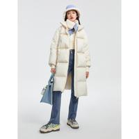 太平鸟 设计感中长款撞色羽绒服小个子面包服冬