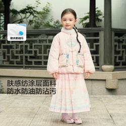 巴拉巴拉 新年款新中式国风女童棉服外套秋冬棉衣精致刺绣毛领童装夹棉外套
