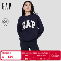 Gap 男女装2025秋季字母logo抓绒圆领卫衣合身简约上衣 海军蓝 M 美码 L亚洲码180/96A
