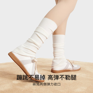 ubras保暖罗纹堆堆袜套袜子女时尚穿搭中筒袜套防滑加厚袜子 巧克力色 1双 均码