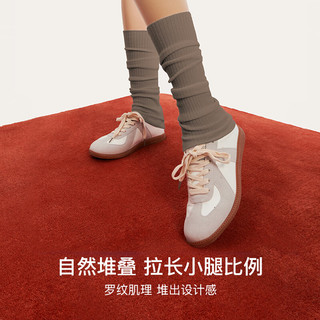 ubras保暖罗纹堆堆袜套袜子女时尚穿搭中筒袜套防滑加厚袜子 巧克力色 1双 均码