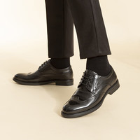 沙驰 冬季 加绒商务 正装皮鞋 德比鞋