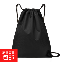 新款防水户外运动马拉松赛事包抽绳双肩包健身收纳束口袋 背包袋-黑色活动款 升级大容量