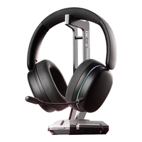 AULA/狼蛛 低延USB7.1声卡 无线游戏耳机+耳机支架 幻影黑