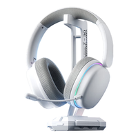 AULA/狼蛛 低延USB7.1声卡 无线游戏耳机+耳机支架 银翼白