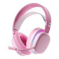 AULA/狼蛛 低延迟 无线游戏耳机 麦克风 USB7.1声卡 绯月粉