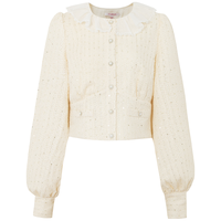 卓雅周末2024春季高级感翻领珍珠扣小香风短外套